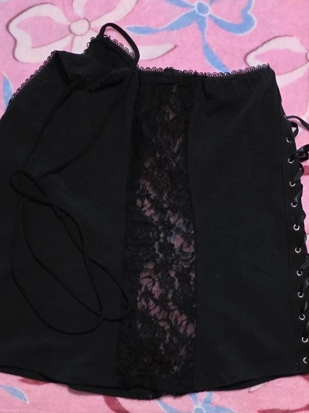‼️SOLD ON DEPOP‼️Demi Loon Black Lace Corset Top w/Adjustable Halter Tie Ribbon - Picture 8 of 11